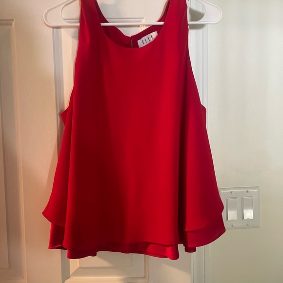 Elle Tops - Elle Red Sleeveless Blouse